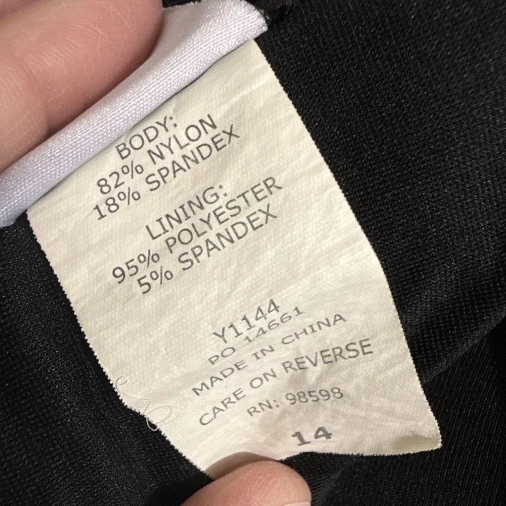 Women's Swimsuit One Piece Size 14 Black Deep V‎ Flattering Cut Your Best Look